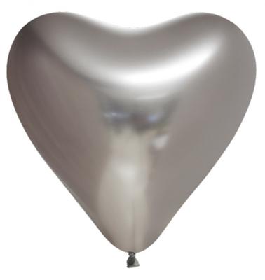 Hartjes Ballonnen Chrome Zilver (6st)