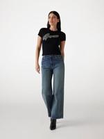 Guess Rib Logo T-Shirt Dames Zwart - Maat XS - Kleur: Zwart | Soccerfanshop - thumbnail