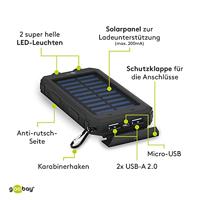 Goobay Goobay 49216 Solar Powerbank 8000 mAh, 2x USB-A Anschlüsse, LED-Anzeige, Schwarz 49216 Lader op zonne-energie Laadstroom zonnecel 200 mA 8000 mAh - thumbnail