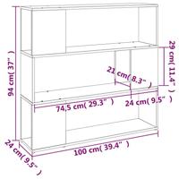 Boekenkast/kamerscherm 100x24x94 cm gerookt eikenkleurig - thumbnail