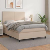 Boxspring met matras kunstleer cappuccinokleurig 140x190 cm - thumbnail