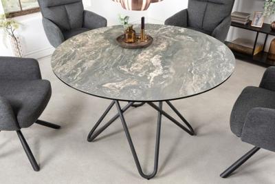 Ronde eettafel ELLIPSE 120cm natuursteen keramische haarspeldpoten gemaakt in Italie - 42368