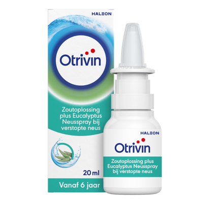 Otrivin Zoutoplossing Plus Eucalyptus Neusspray bij een verstopte neus Otrivin Zoutoplossing Plus Eucalyptus Neusspray bij een verstopte neus