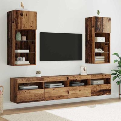 Wandgemonteerde TV-kasten 2 pcs Oud Hout 40,5 x 30 x 90 cm