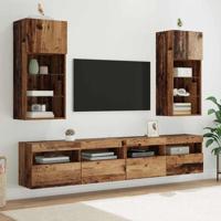 Wandgemonteerde TV-kasten 2 pcs Oud Hout 40,5 x 30 x 90 cm - thumbnail