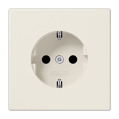 Jung LS990 wandcontactdoos 1-voudig met randaarde creme