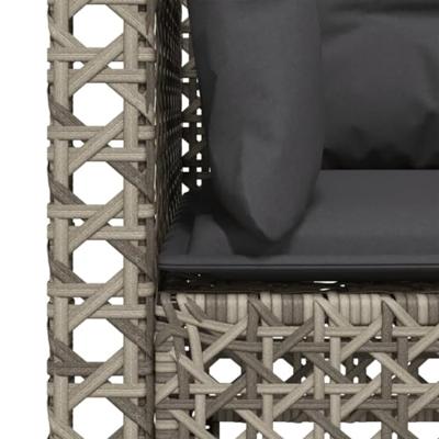 Tuinhoekbanken 2 st met kussens poly rattan grijs - thumbnail
