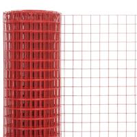 VidaXL Kippengaas 10x0,5 m staal met pvc coating rood - thumbnail