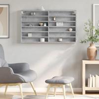 Vitrinekast 100x8,5x58 cm bewerkt hout betongrijs - thumbnail