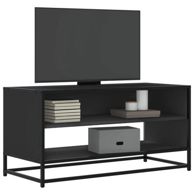 Tv-meubel 91x40x46 cm bewerkt hout en metaal zwart