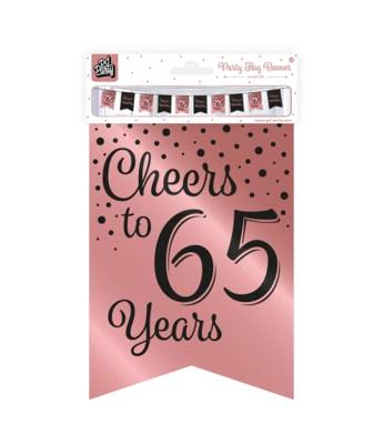 Verjaardagsslinger Vaandel 65 Jaar Roze/Zwart (6m)