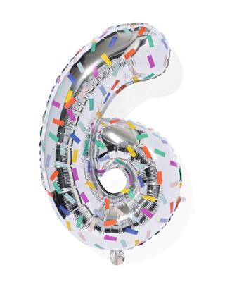 HEMA Folieballon Cijfer 6 Confetti XL