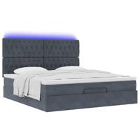 vidaXL Ottoman bed met matrassen en LED's 180x200cm fluweel donkergrijs, bedframe, ottoman bedframe, bedframe met opbergruimte onder het bed - thumbnail