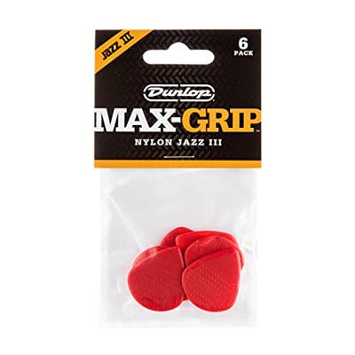 Dunlop 471P3N Max-Grip Jazz III Nylon Pick plectrum set 6 stuks