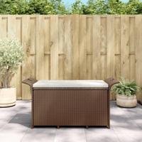 Tuinbank met kussen 116x46x57 cm poly rattan bruin - thumbnail