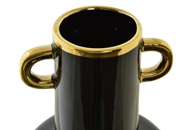 Vaas DKD Home Decor Porselein Zwart Gouden Tweekleurig Modern 15 x 15 x 29 cm
