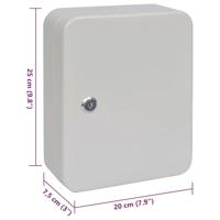VidaXL Sleuteldoos met slot ivoor 20 x 7,5 x 25 cm staal - thumbnail
