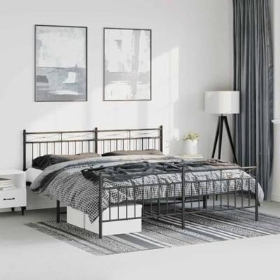 Bedframe met hoofd- en voeteneinde metaal zwart 193x203 cm