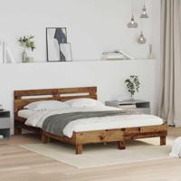 Bedframe met hoofdeinde Oudhout 120 x 200 cm Bewerkt hout - thumbnail