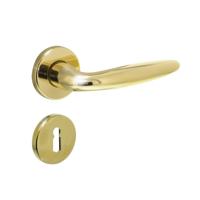 Deurkruk Sigaar op rozet verdekt ø49x7mm en sleutelrozetten messing gelakt - thumbnail