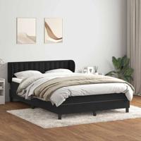 Boxspring met matras fluweel zwart 160x210 cm - thumbnail