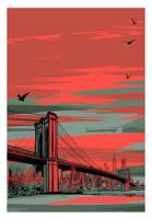 Poster - Brooklyn Bridge Illustratie, USA, premium print - thumbnail