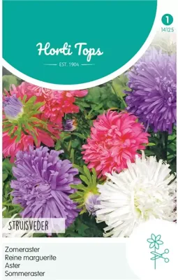 Zaden Callistephus Zomeraster Struisveder gemengd Hortitops - Hortitops