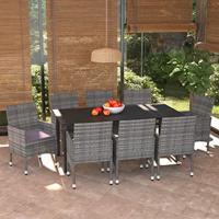9-delige Tuinset met kussens poly rattan grijs - thumbnail