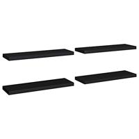 Wandschappen zwevend 4 st 80x23,5x3,8 cm MDF zwart - thumbnail