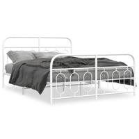 Bedframe met hoofd- en voeteneinde metaal wit 135x190 cm - thumbnail