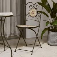 Bistrostoelen 2 st inklapbaar keramiek terracottakleurig en wit - thumbnail
