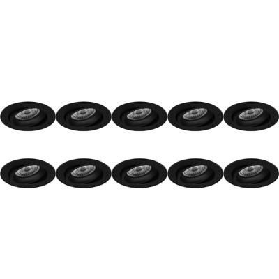 Kantelbare GU10 Inbouwspots Set van 10 - Zwart Aluminium - Ø82mm