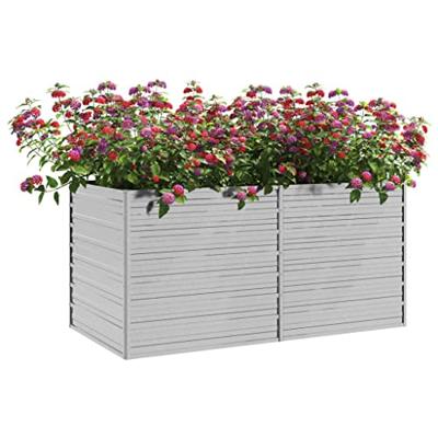 Plantenbak verhoogd 160x80x77 cm gegalvaniseerd staal zilver - thumbnail