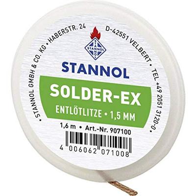 Stannol Solder Ex Desoldeerdraad Lengte 1.6 m Breedte 1.5 mm In vloeimiddel gedrenkt Stannol Solder Ex Desoldeerdraad Lengte 1.6 m Breedte 1.5 mm In vloeimiddel gedrenkt