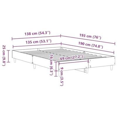 Bedframe zonder matras 135x190 cm spaanplaat bruin eiken