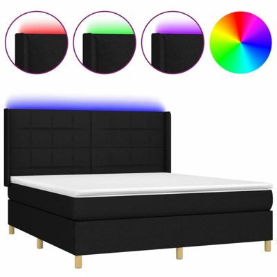 Boxspring met matras en LED stof zwart 180x200 cm