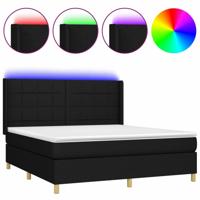 Boxspring met matras en LED stof zwart 180x200 cm - thumbnail