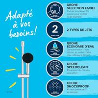 Doucheset met 2-straals douchekop, 90cm staaf en flexibele slang - GROHE Vitalio Start 110 26954001 - Waterbesparend - Chroom - thumbnail
