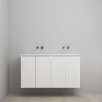 On-Line Onderkast - 120 cm - Voorgemonteerd - Greeploos 4 Deuren - Acryl Wastafel - Kraangat naar Keuze - Mat Wit - thumbnail