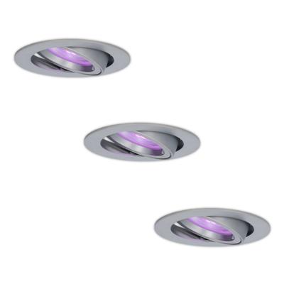 Set van 3 Jose smart inbouwspots - Wifi + Bluetooth - RGBWW - GU10 - Kantelbaar - Google Home, Amazon Alexa en Siri - IP20 voor binnen - RVS Set van 3 Jose smart inbouwspots - Wifi + Bluetooth - RGBWW - GU10 - Kantelbaar - Google Home, Amazon Alexa en Siri - IP20 voor binnen - RVS