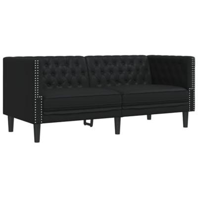 Tweezitsbank Chesterfield-stijl kunstleer zwart