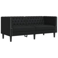 Tweezitsbank Chesterfield-stijl kunstleer zwart - thumbnail
