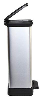 Curver decobin pedaalemmer rechthoekig 50 liter zilver metallic