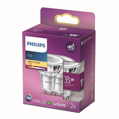 Philips LED 77429500 LED-lamp Energielabel F (A - G) GU10 Reflector 3.5 W = 35 W Warmwit (Ø x h) 5 cm x 5.4 cm 2 stuk(s)