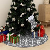VidaXL Kerstboomrok luxe met sok 122 cm stof grijs - thumbnail