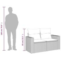 Tuinbank 2-zits met kussens poly rattan bruin - thumbnail