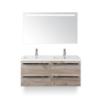 Seville Badmeubelset 120 cm - 4 laden Craft Oak - Wastafel Djazz Dubbel - met Sence Spiegel - thumbnail
