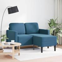 2-zitsbank met ligstoel L-vormig 125 cm fluweel blauw - thumbnail