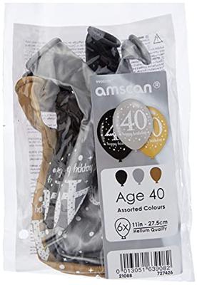 Ballonnen 40 Jaar Happy Birthday Zilver, Goud En Zwart