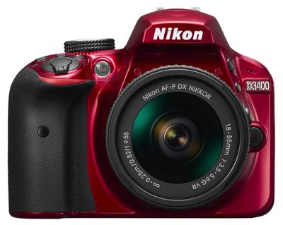 Nikon D3400 behuizing incl. AF-P DX NIKKOR 18-55 mm VR rood